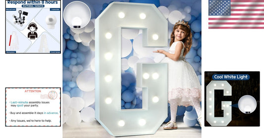 Unique 4FT Cool White LED Marquee Letter G - Perfect for Weddings and Parties