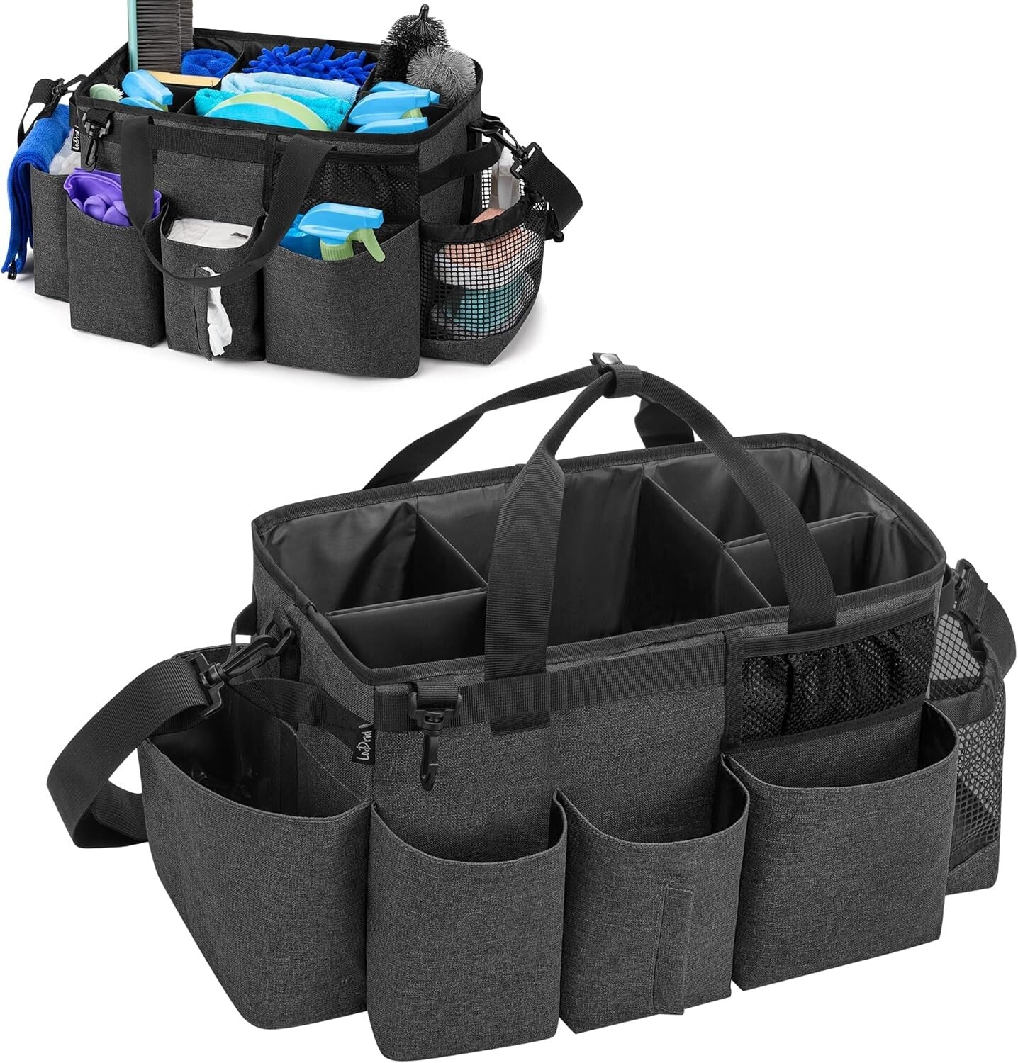 Ergonomic Wearable Cleaning Organizer with Adjustable Strap and Multiple Pockets