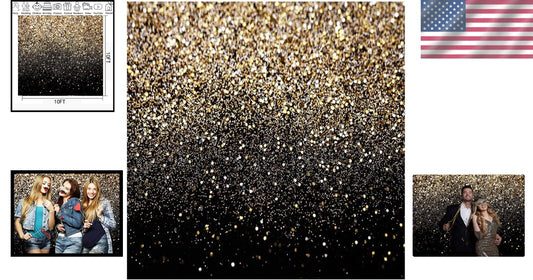 Elegant 10' x 10' Black Gold Seamless Backdrop for Perfect Photo Opportunities