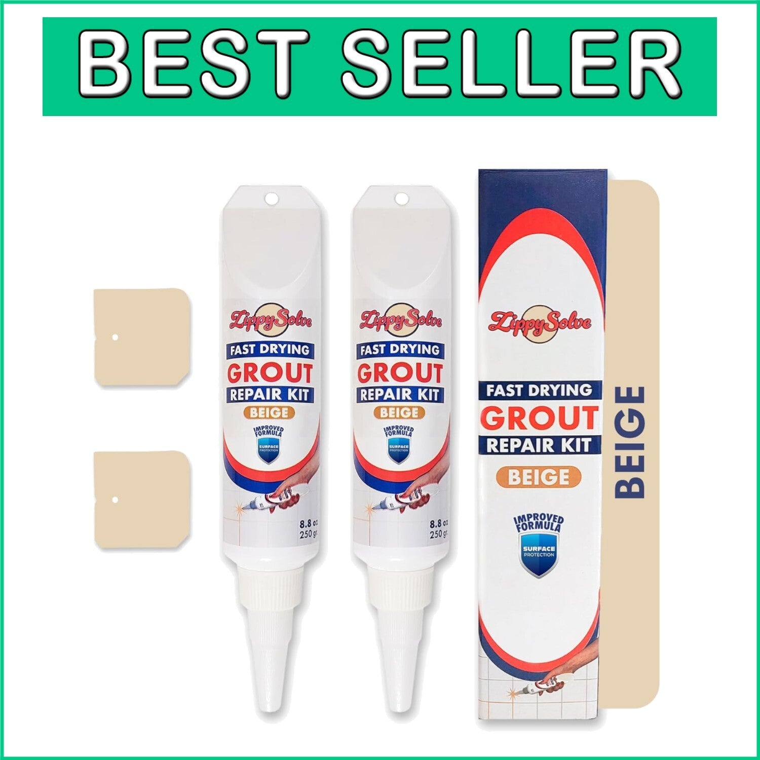 Fast-Drying Beige Grout Repair Kit with Spatula for Effortless Tile Restoration