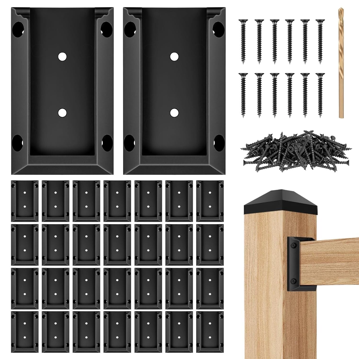 30 Deck Railing Brackets for 2x4 Wood Posts - Easy DIY Installation Included