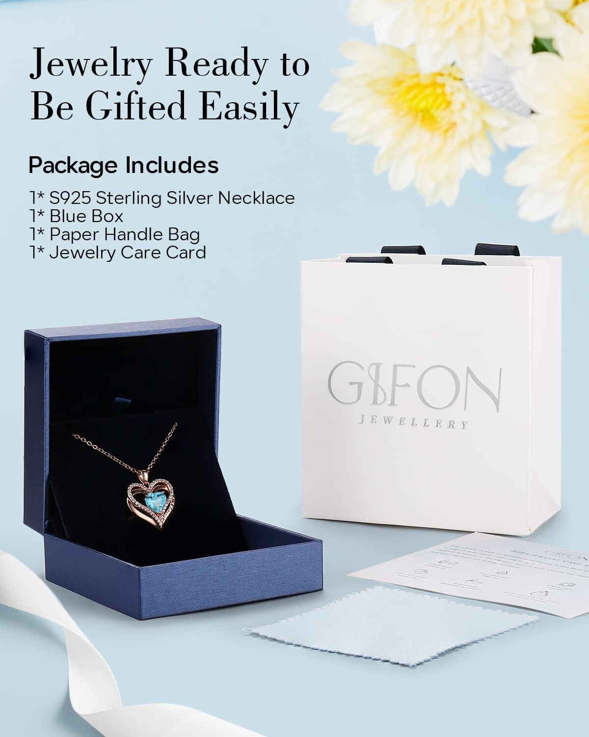 Personalized Birthstone and Heart Necklace in S925 Sterling Silver - Gift Ready!