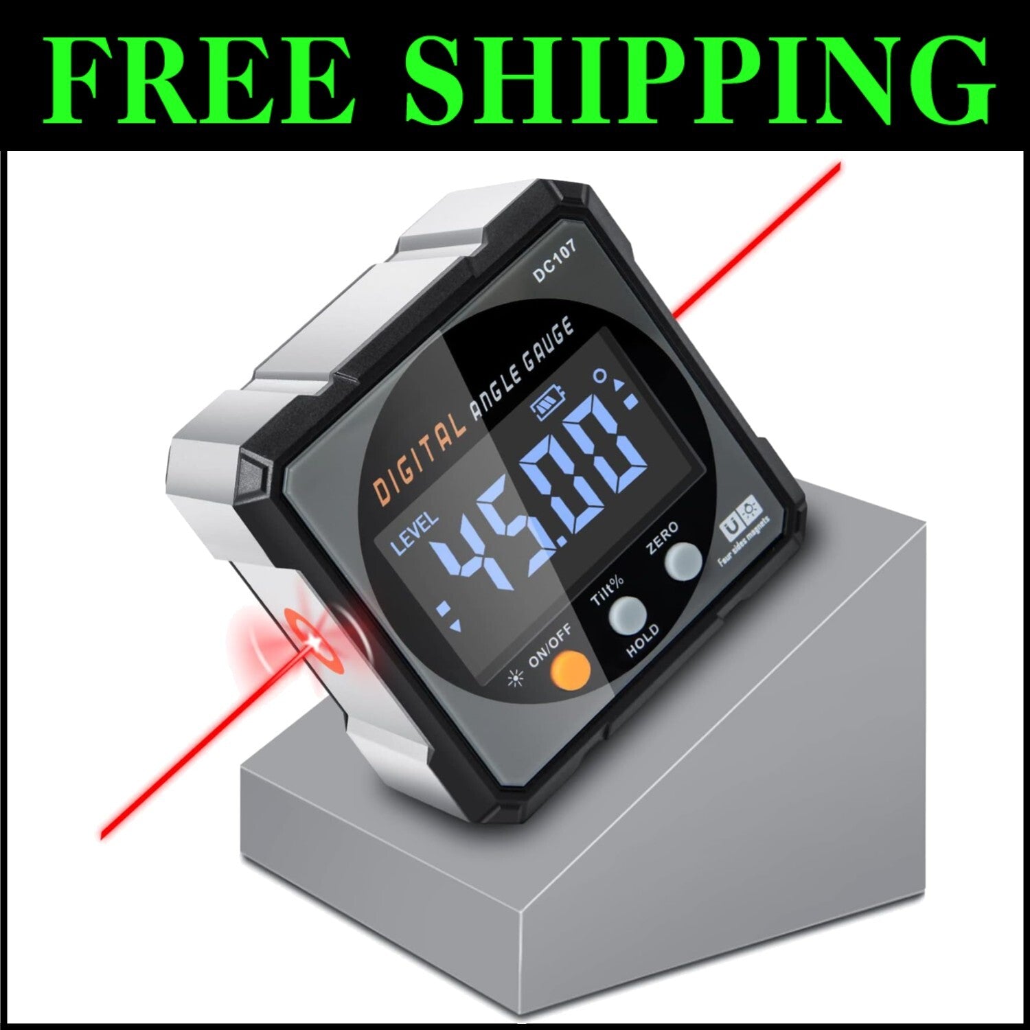 Lightweight Digital Inclinometer with Laser for Accurate Angle Measurements