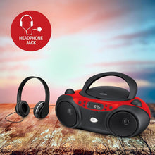 Load image into Gallery viewer, Lightweight Top-Loading CD Player with AM/FM Radio &amp; Batteries - Red/Black