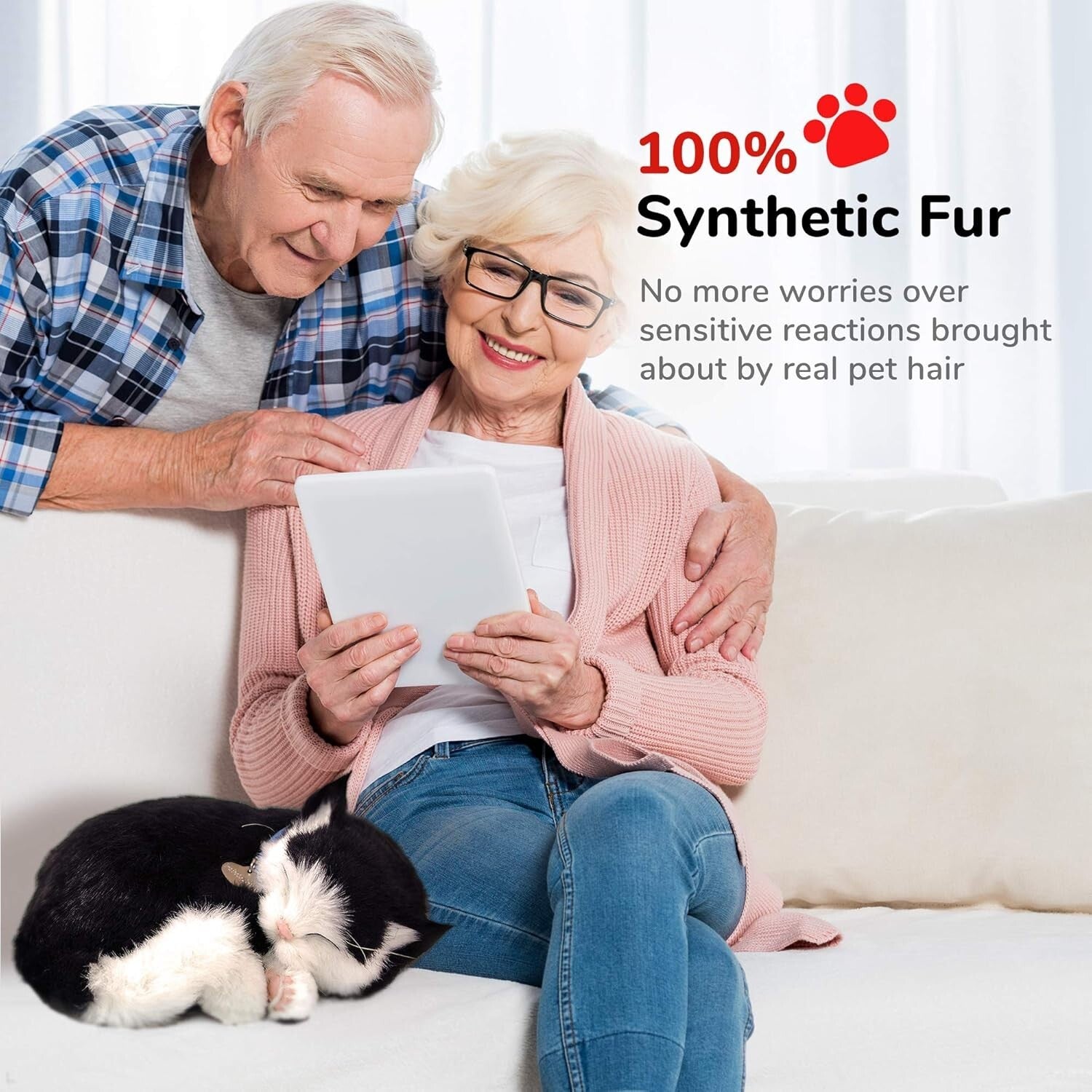 Lightweight Black and White Kitten Toy - Safe Handcrafted Companion for All