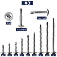 Load image into Gallery viewer, Reliable 410 Stainless Steel Truss Head Screws - 2-1/2" Self-Tapping, 500PCS Set