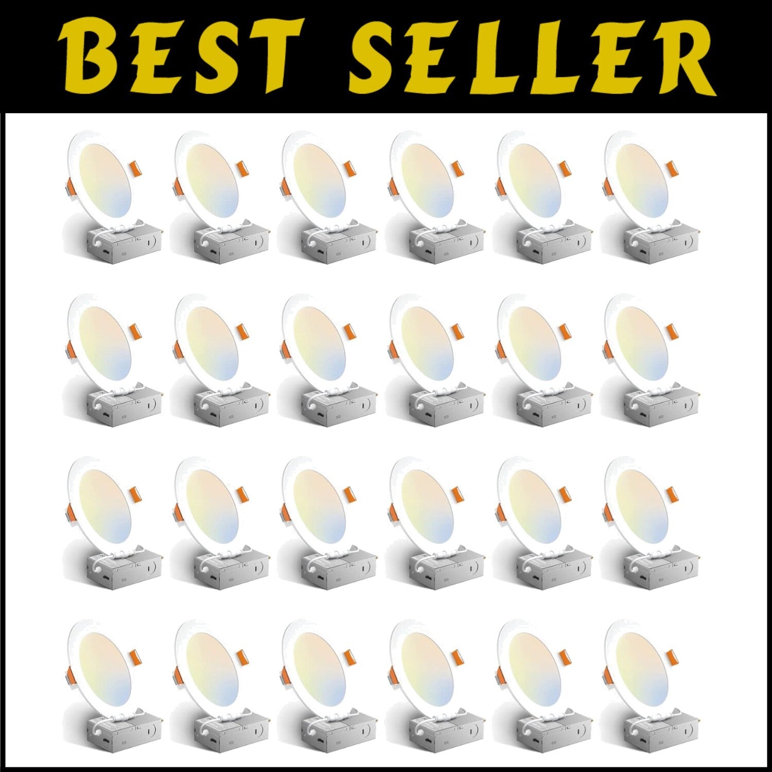 Bright 1050LM Recessed Downlights - 6-Inch, 24-Pack Adjustable Color Temperature