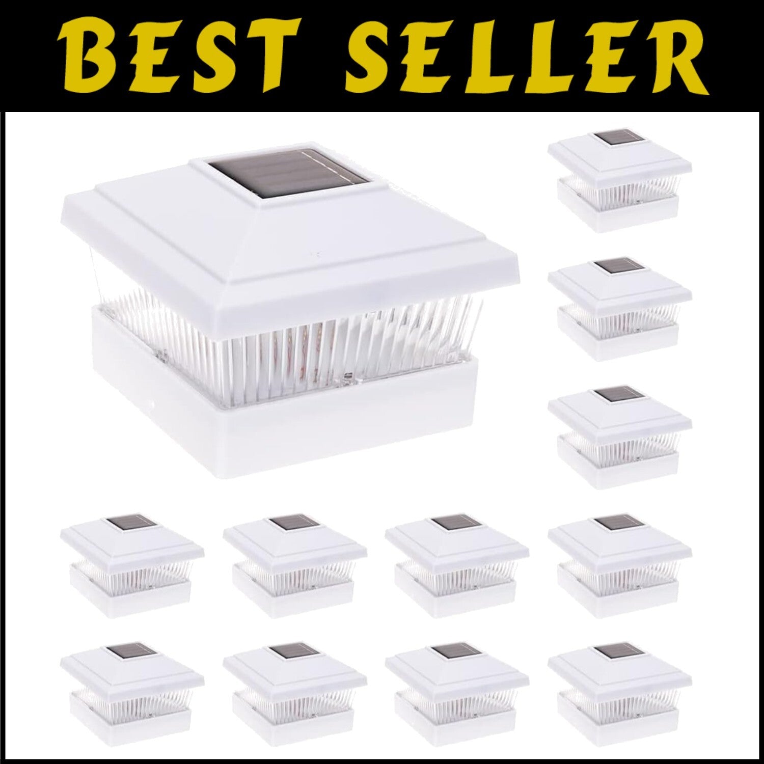 Classic White Solar Post Lights - 12 Adjustable LED Pathway Fixtures, Waterproof