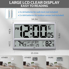 Load image into Gallery viewer, Versatile Jumbo LCD Atomic Clock with Dual Installation &amp; Weatherproof Sensor