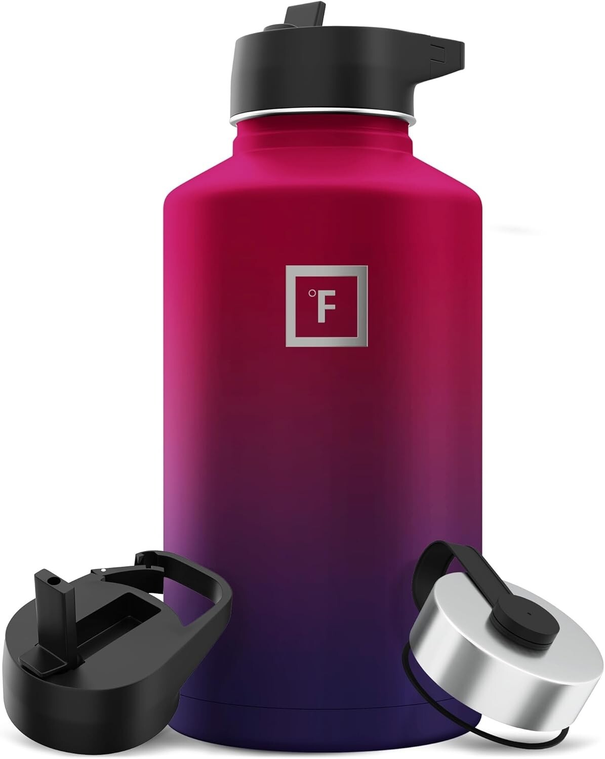 Eco-Friendly 64 oz Water Bottle with Three Lids - Perfect for Active Lifestyles