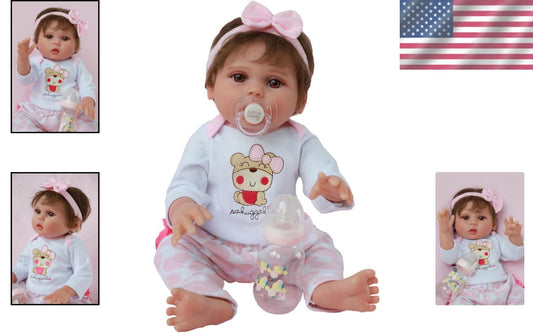 Cute 18-Inch Reborn Baby Girl Lucy - Real Life Silicone Doll in Luxury Gift Box