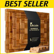 Load image into Gallery viewer, Set of 3 Extra Large Bamboo Cutting Boards with Juice Groove - Kitchen Essential