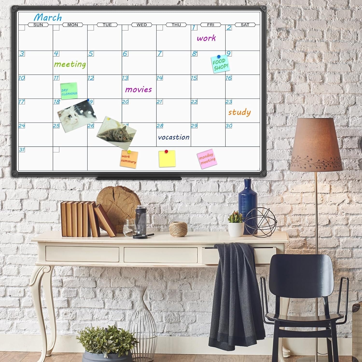 Large 48X36 Magnetic Whiteboard Calendar - Scratch-Resistant for Office & Home