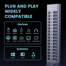 Load image into Gallery viewer, High-Speed 16-Port USB 3.0 Splitter - Durable Design with On/Off Switches
