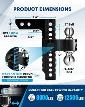 Load image into Gallery viewer, Aluminum Tow Hitch with 10" Adjustable Drop/Rise &amp; Silencer Pads Included