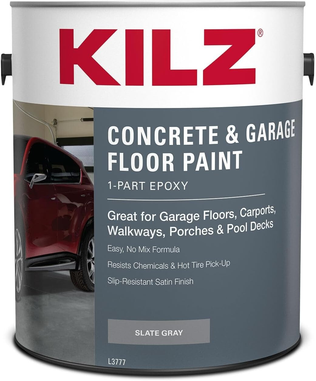Durable 1-Gallon Epoxy & Acrylic Garage Floor Paint - Slate Gray Satin Finish