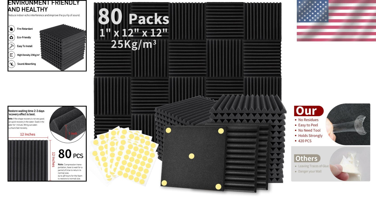 Fire-Resistant 80 Pack Soundproof Foam Panels - Safe Noise Reduction Solution