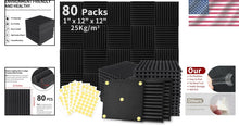 Load image into Gallery viewer, Fire-Resistant 80 Pack Soundproof Foam Panels - Safe Noise Reduction Solution