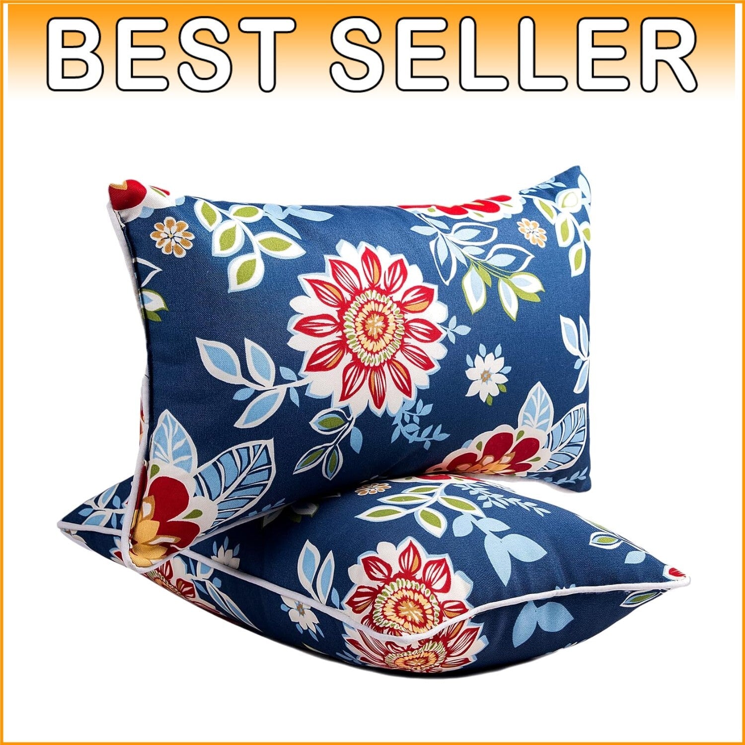 Elegant Waterproof Outdoor Throw Pillows Set of 2 - 12x20 Inch Lumbar Cushions