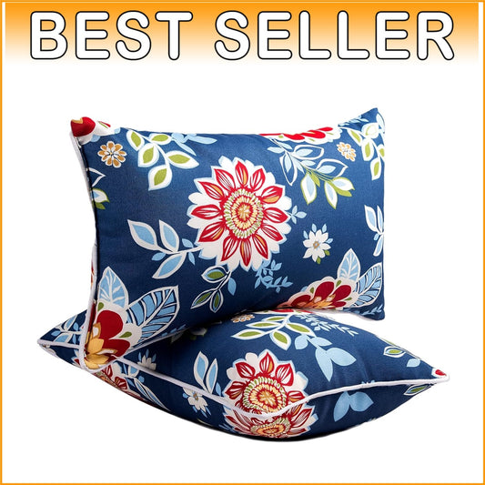 Elegant Waterproof Outdoor Throw Pillows Set of 2 - 12x20 Inch Lumbar Cushions