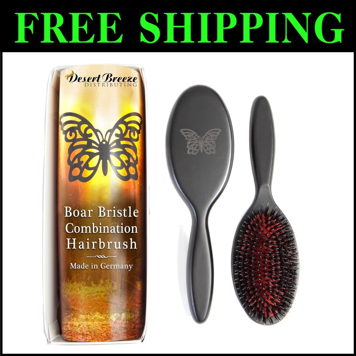 Premium Oval Hair Brush - German Craftsmanship with Boar Bristles for Smoothness