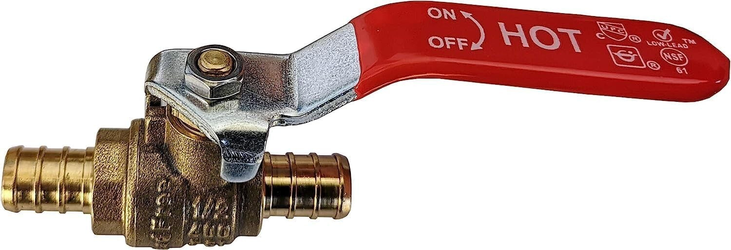 20-Pack 1/2" PEX Brass Ball Valves Hot & Cold for Reliable Plumbing Solutions
