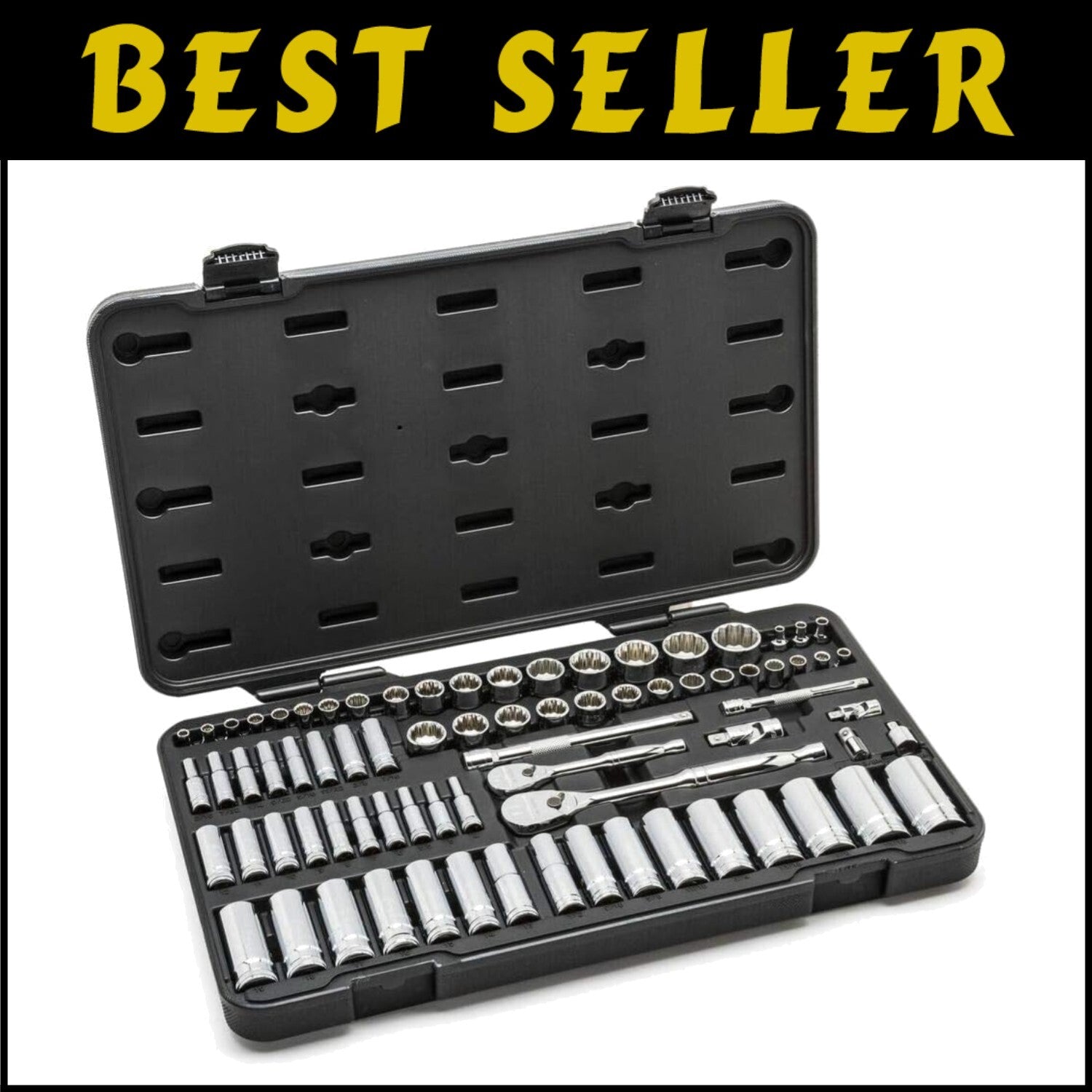 76-Pc Professional Mechanics Tool Set with Polished Chrome Finish & Ratchets