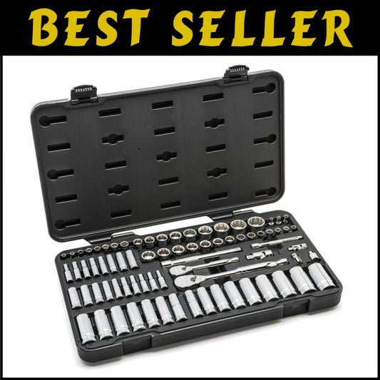 76-Pc Professional Mechanics Tool Set with Polished Chrome Finish & Ratchets