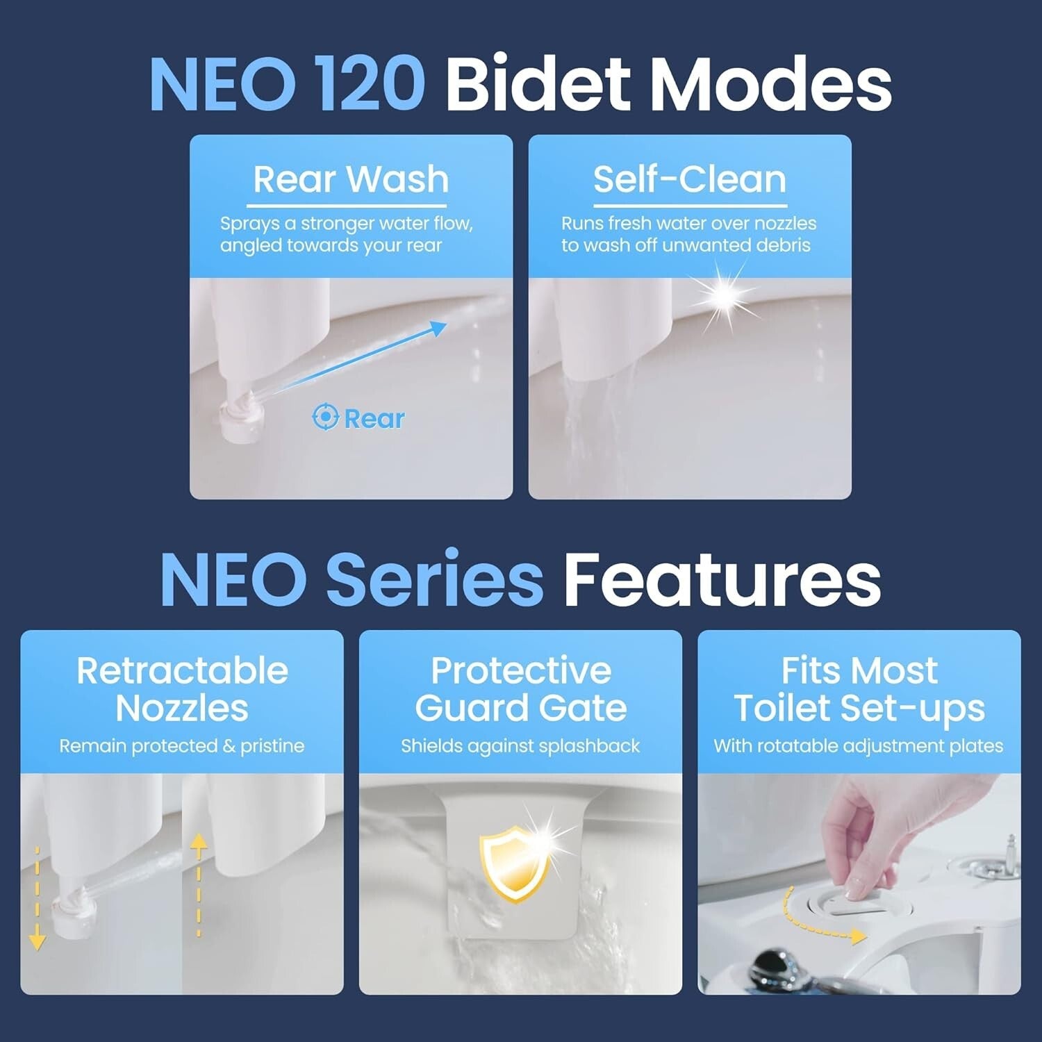 Gentle Cleaning NEO 120 Bidet with Dual Function Sprayer - White & Compact