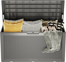 Load image into Gallery viewer, Modern 100 Gallon Resin Outdoor Storage Box with Hydraulic Lift for Easy Use