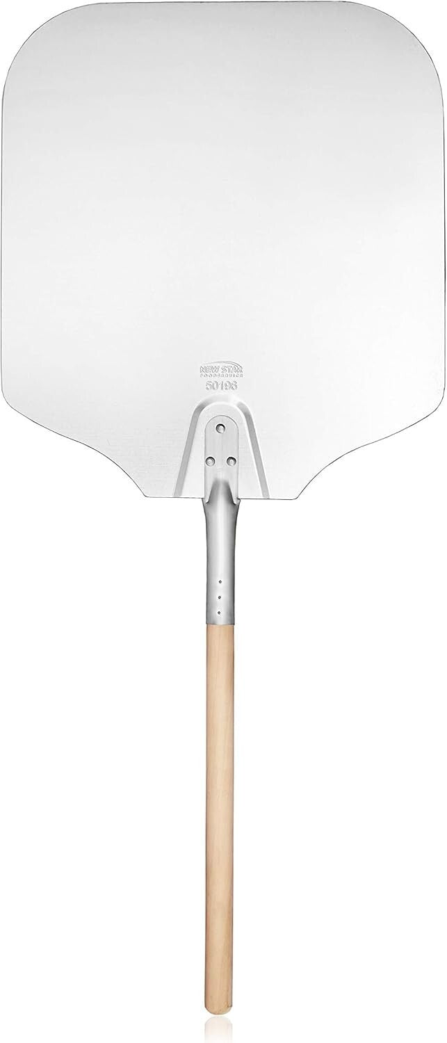 Aluminum Pizza Peel with 16x18 Inch Blade & Wooden Handle for Effortless Baking