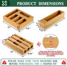 Load image into Gallery viewer, Natural Bamboo Kitchen Storage Organizer for Bags, Wraps &amp; Dispenser with Cutter