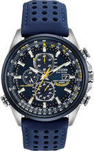Load image into Gallery viewer, Men's Eco-Drive Atomic Chronograph Watch - Blue Leather &amp; Stainless Steel