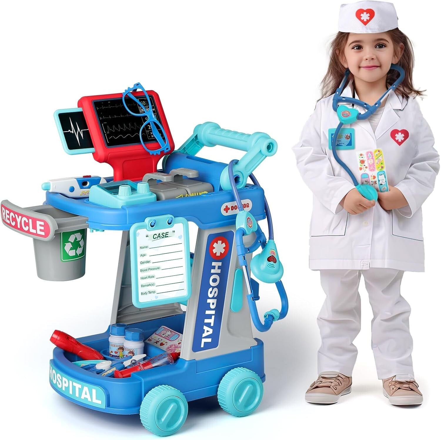 Multifunctional Kids Doctor Set with Cart and Accessories - Educational Toys