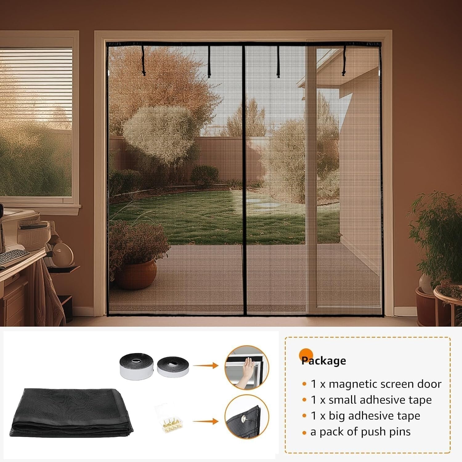 Retractable Magnetic Mesh Garage Door Screen 9x8 Ft - Hands-Free Ventilation