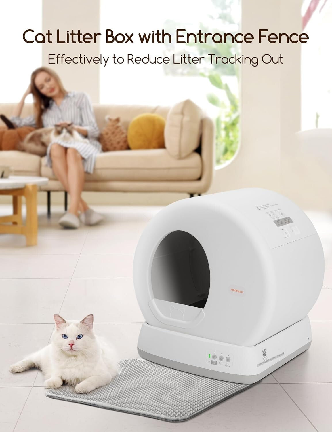 Whisper-Quiet Automatic Cat Litter Box for Multi Cats - Odor Control & Safety