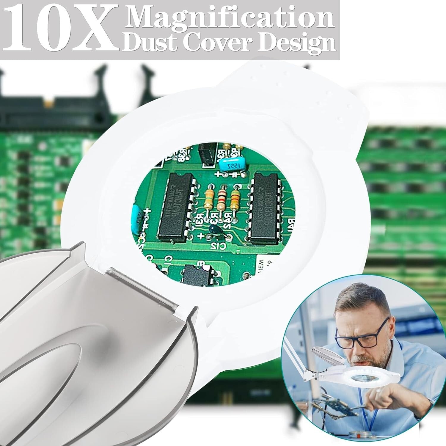 Bright 10X LED Magnifier Lamp with Clamp - Cool White Light for Crafts & Repairs