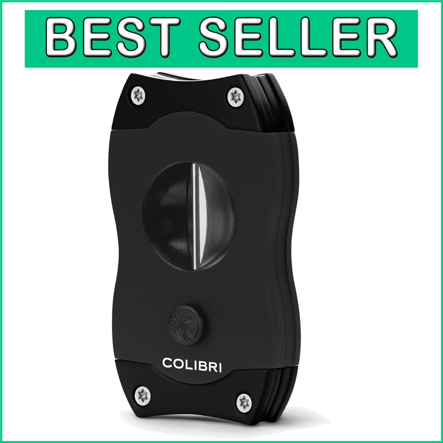 Elegant Black V-Cut Cigar Cutter - Stainless Steel Precision for 60+ Ring Gauge