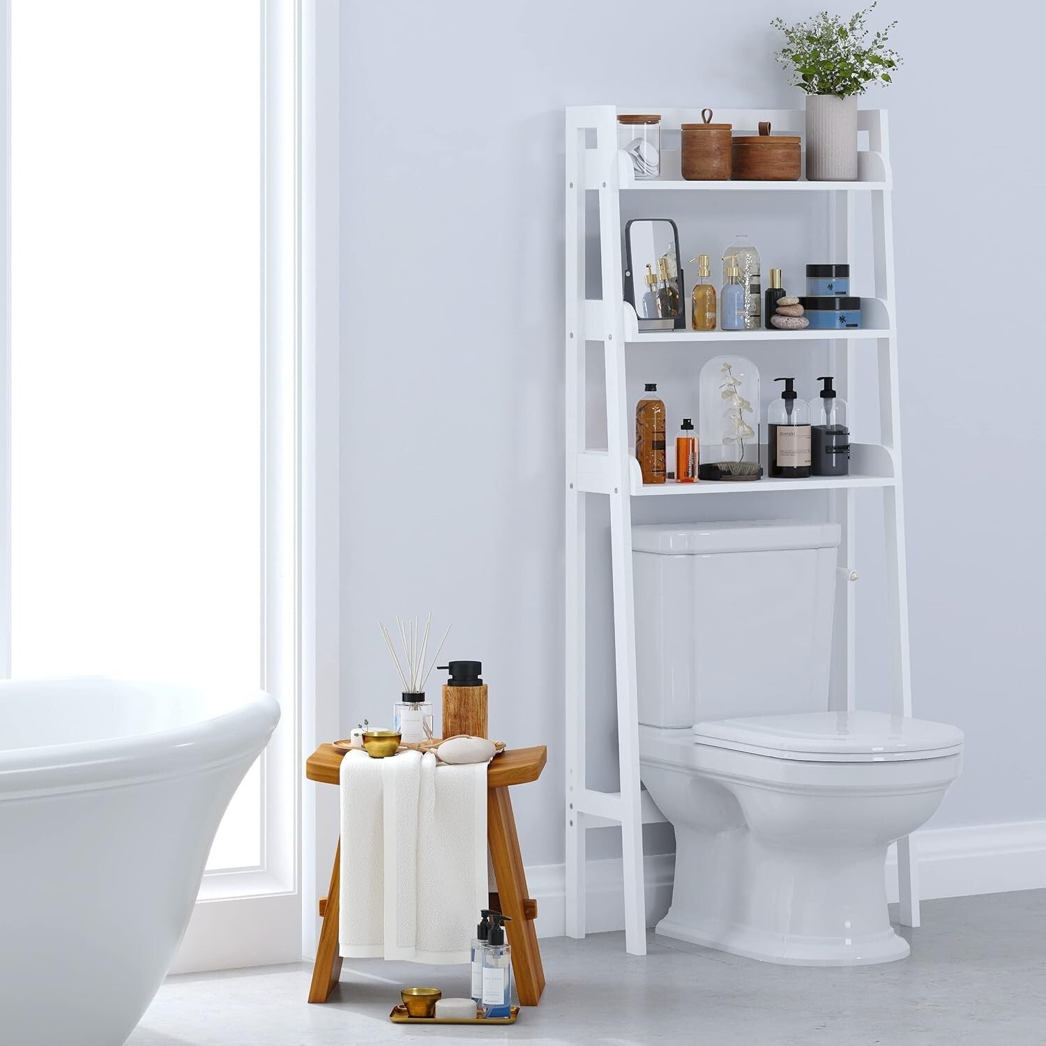 Durable 3-Tier Bathroom Organizer Above Toilet - Easy Assembly, 90lbs Capacity