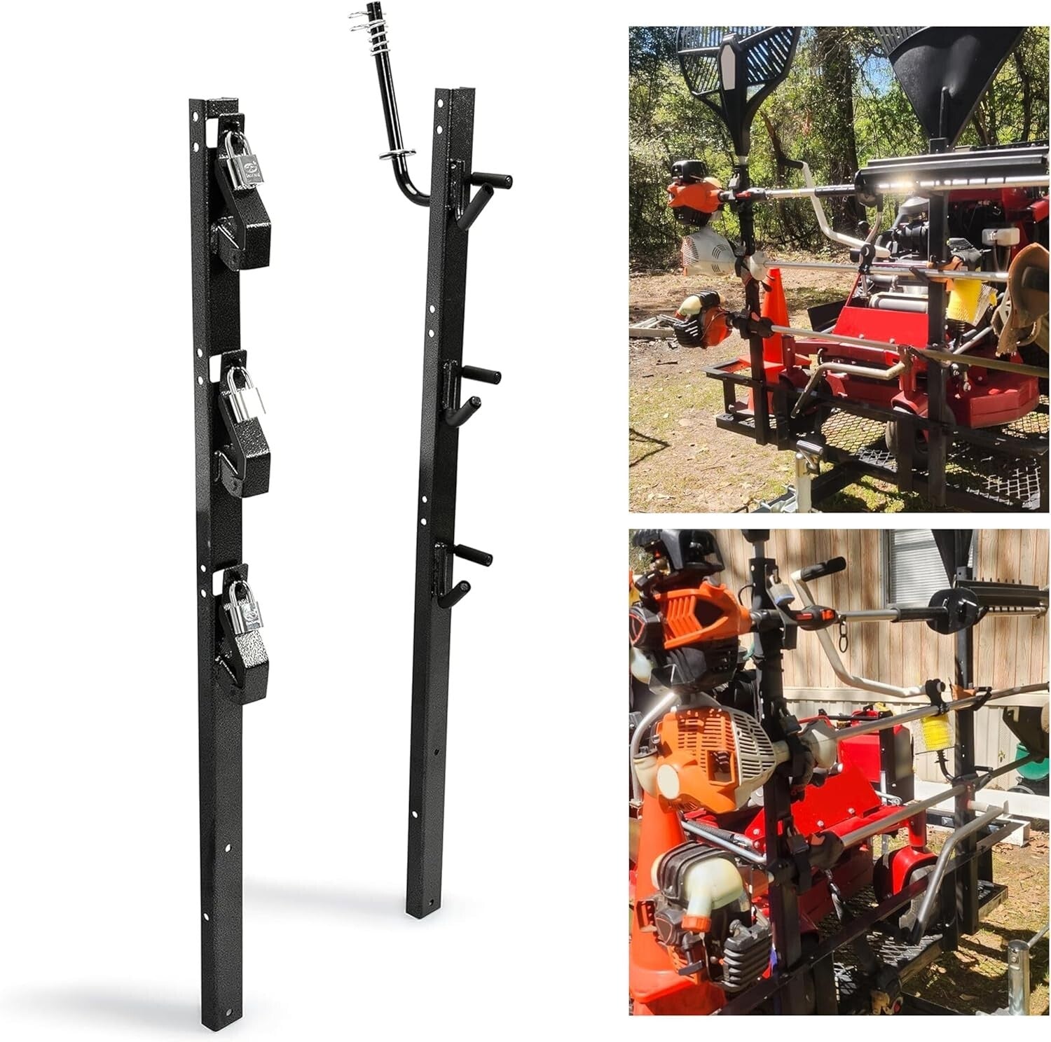 Universal Fit 3-Place Lockable Trimmer Rack for Enclosed and Open Trailers