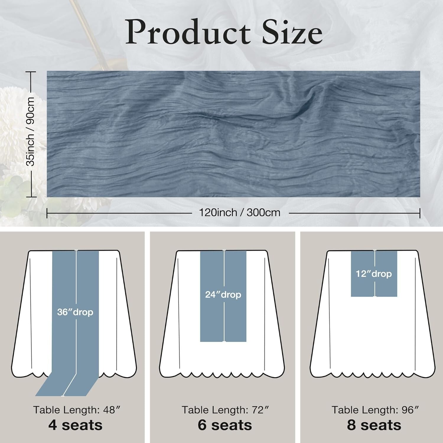 Versatile 35x120 Inch Dusty Blue Cheesecloth - Perfect for Weddings & Showers