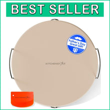 Load image into Gallery viewer, Natural Cordierite Baking Stone for Oven &amp; BBQ Grill - 16-Inch, Includes Scraper