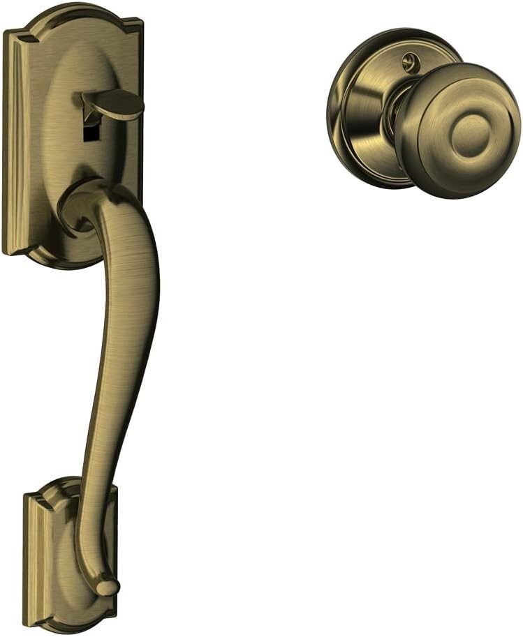 Classic Georgian Knob in Antique Brass - Ambidextrous Entry Handle 3" L x 2.9" W