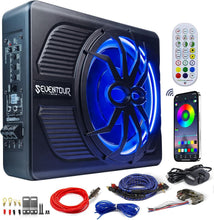 Load image into Gallery viewer, Enhanced Audio Experience: 10" 800W Under Seat Subwoofer with Bass Boost &amp; LED