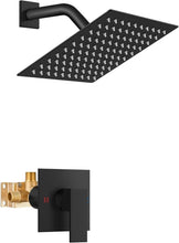 Load image into Gallery viewer, Ultra-Thin 8-Inch Matte Black Rain Shower Set - Wall Mount with Valve Included