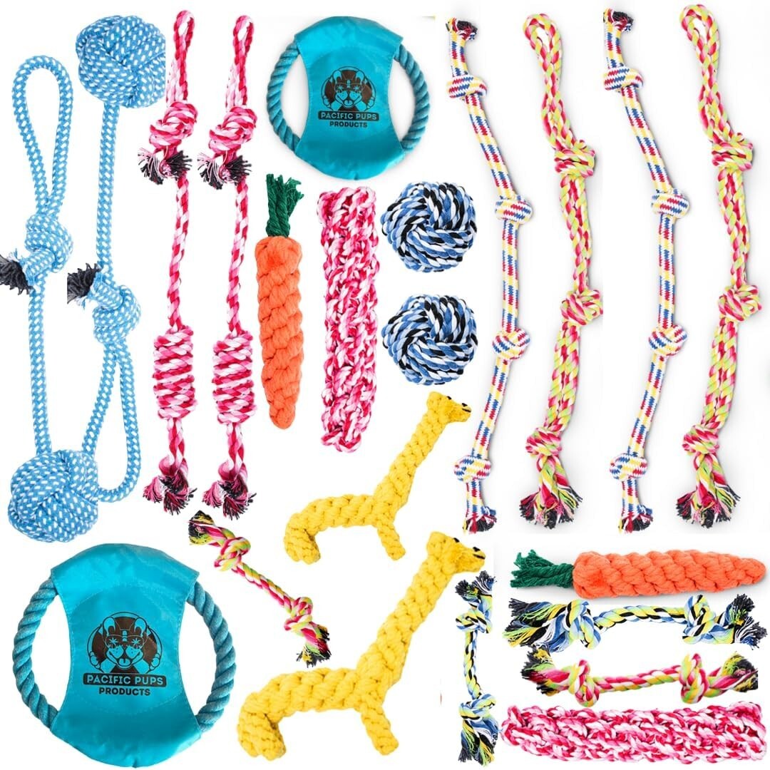 Eco-Friendly Cotton Dog Rope Toys Combo - 11 Durable Options for Fun