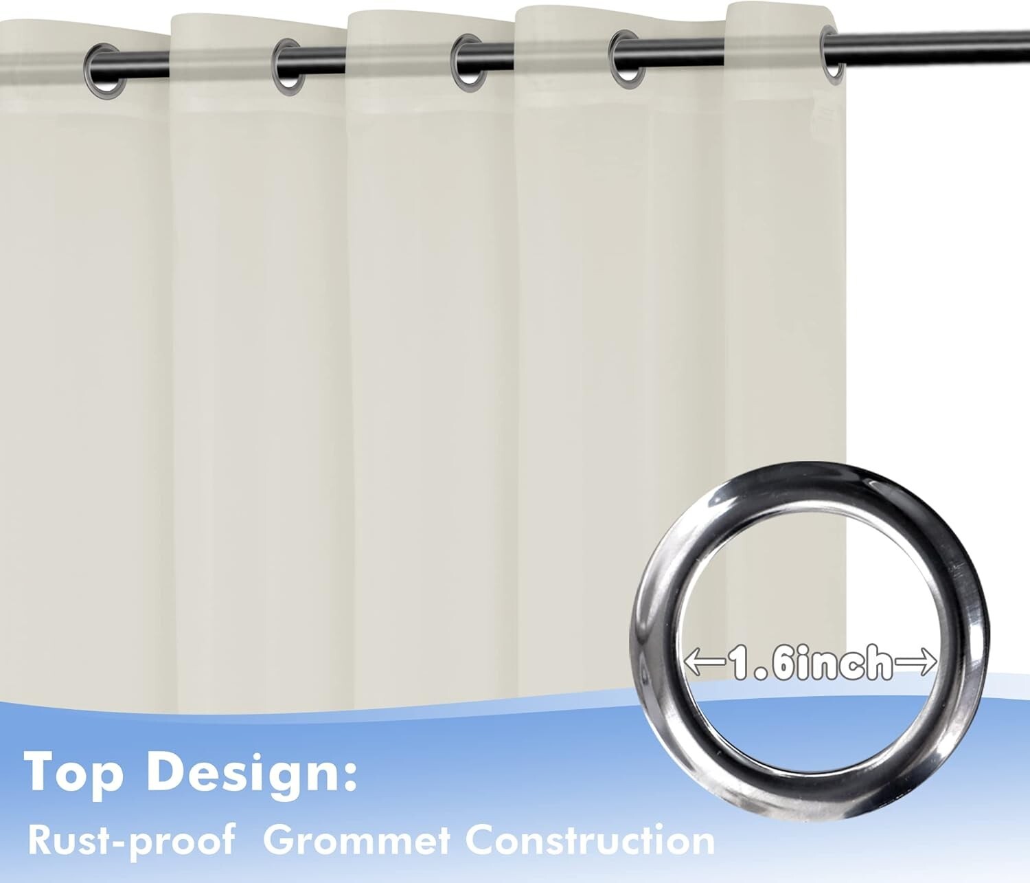 All-Season Waterproof Beige Drapes - 4 Piece Set for Gazebo & Pergola 54x120