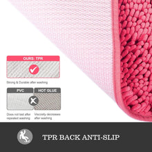 Load image into Gallery viewer, Soft Absorbent Chenille Bath Mat 36 x 60 - Non-Slip Runner in Vibrant Hot Pink