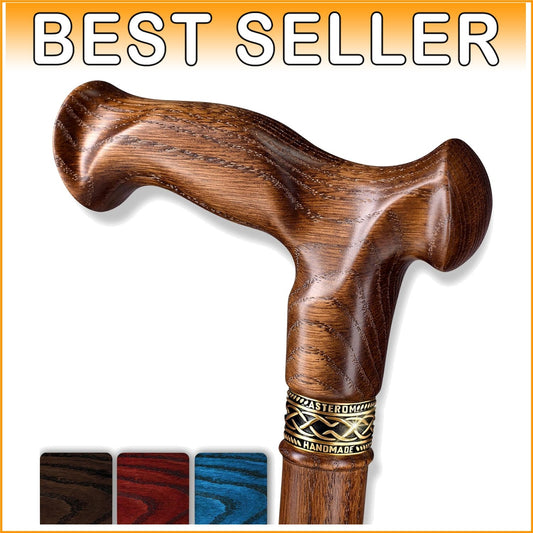 Stylish 39" Ergonomic Wooden Walking Cane for Men and Women - Handmade Elegance