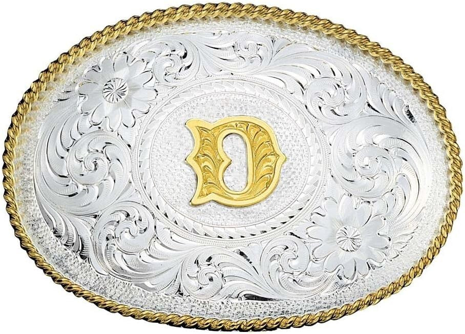 2.75" x 3.75" Silver and Gold Trim Belt Buckle - Stylish Western Essential